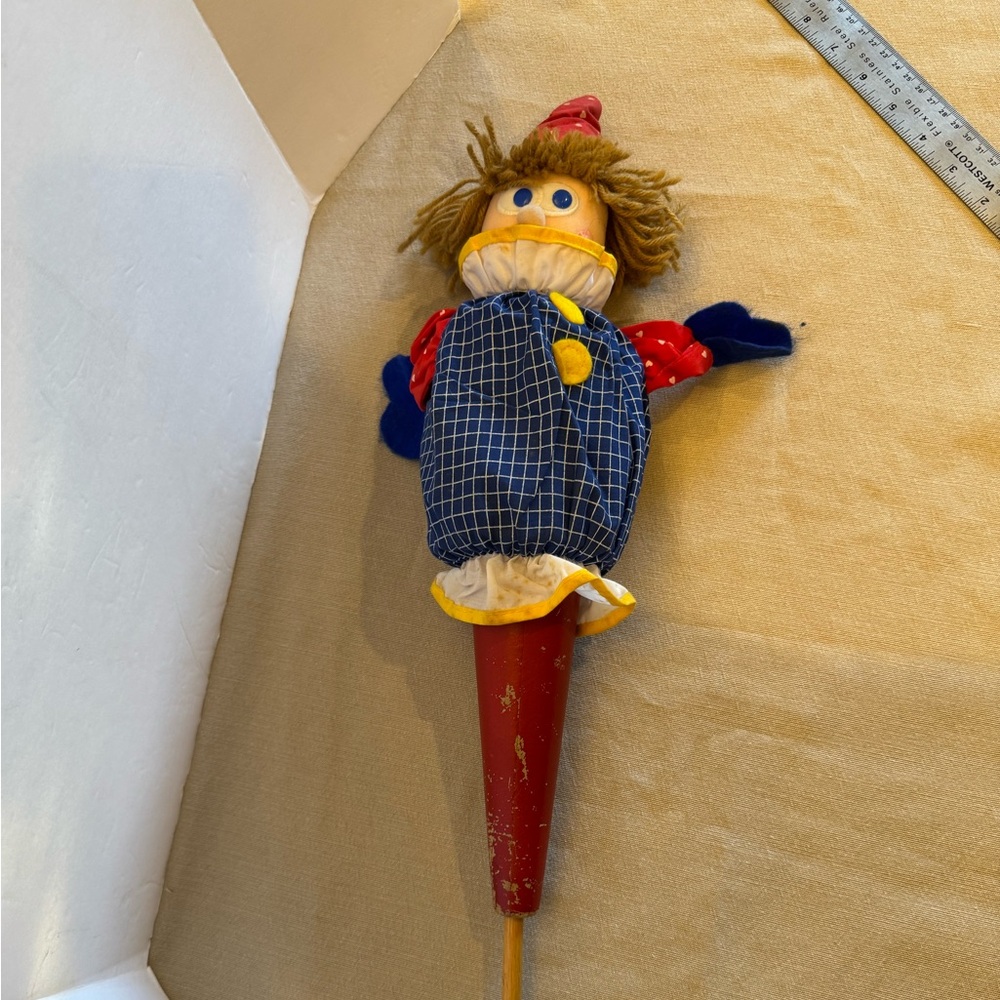 Vintage Gymboree Clown Toy One Size Multicolor Vintage 1987 Plush Wooden Handle